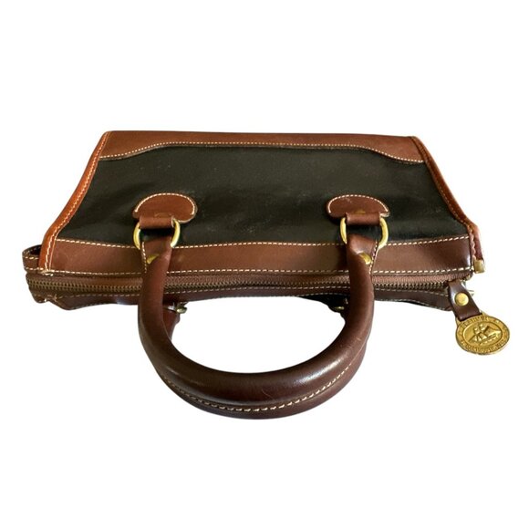 Vintage Brahmin Satchel Handbag Brown Black Smooth Leather Timeless Preppy - Picture 6 of 16